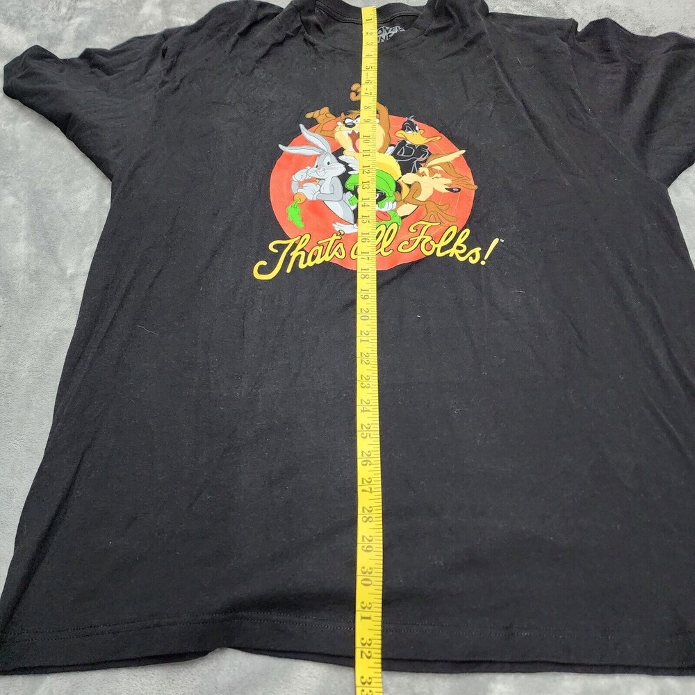 Looney Tunes Shirt Men's Black Short Sleeve Thats All Folks Graphic Size 2XL - Picture 5 of 9